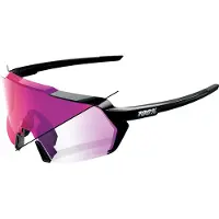 100% Unisexe, Lunettes de sport, KORBIN Gloss Black - Purple Mirror Photochromic Lens (Noir brillant, Miroir violet photochromique), Violet, Noir