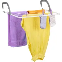 Relaxdays Séchoir suspendu , étendoir à linge à accrocher, pour balcon, radiateur et camping, peu encombrant, longueur de séchage de 4 m, blanc