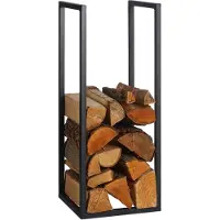 Relaxdays Support métallique pour bois de chauffage RD47808, noir