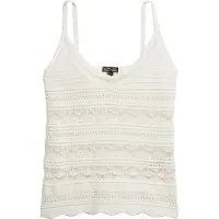 Superdry pour femme. W6012031A Top en crochet blanc (L), Casuel, Coton, Sans manches / bretelles