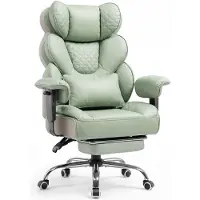COMHOMA Chaise de gaming ergonomique, chaise de bureau 180 kg, avec soutien lombaire et repose-pieds réglables, design hybride en cuir synthétique et maille, fauteuil de direction