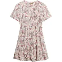 Superdry pour femme. W8011877A SS - Mini robe croisée imprimée beige (L), Casuel, Viscose, Manche courte