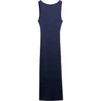 Superdry pour femme. W8011951A Robe midi avec dos tressé en jersey marine (XS), Casuel, Coton, Sans manches / bretelles