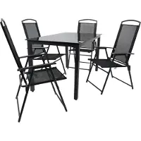 VCM Ensemble salon de jardin 5 pièces | groupe de salle à manger de groupe de sièges | 1x table, 4 x chaises | dimensions de table env. H. 76 x W. 140 x D. 80 cm | Ensemble Hochlehner 140M