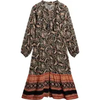 Superdry pour femme. W8011887A Robe midi imprimée noire (XS), Casuel, Manche longue, Le coton biologique, Durable