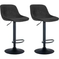 CLP - Ensemble de 2 tabourets de bar de style industriel, avec dossier et rotation à 360°, couleur noire, revêtement en tissu