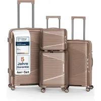 4FLY Ensemble de valises à coque rigide , 4 pièces (S/M/L/XL) – avec serrure TSA, 4 roulettes doubles pivotantes, trousse de toilette, bagage à main et bagage en soute