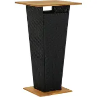 Syfax Table de bar Noir 60x60x110 cm Résine tressée et bois d'acacia
