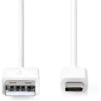 Nedis Câble USB | USB 2.0 | USB-A mâle | USB-C mâle | 60 W | 480 Mbps | Nickelé | 1,00 m | Rond | PVC | Blanc | Boîte