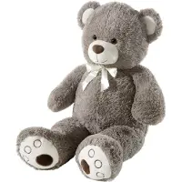 Heunec Ours en peluche XL avec ruban, gris, 100cm