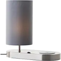 Brilliant Lampe de table 26cm avec support de charge à induction Clarie argent IP20 E14 Compatible avec les ampoules LED