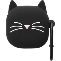 Kwmobile Étui de protection design pour Samsung Galaxy Buds FE - Étui en TPU et silicone pour boîtier de recharge d'écouteurs - Étui résistant aux chocs avec mousqueton - Noir et blanc