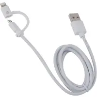 Muvit , câble 2-en-1 Lightning et micro-USB Spring Cable pour recharge et synchronisation, 1 m, blanc