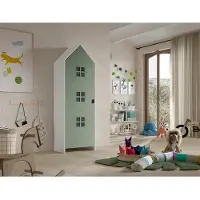 Vipack - CASAMI BRUGES Armoire 1 porte, 3 fenêtres, finition MDF laqué vert