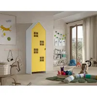 Vipack - CASAMI BRUGES Armoire 1 porte, 4 fenêtres, finition MDF laqué jaune