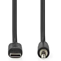 Nedis Adaptateur USB-C - USB 2.0 - USB-C mâle - 3,5 mm mâle - 1.00 m - rond - nickelé - noir - étiquette