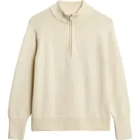 Superdry Classic Half Zip Sweater Beige M Femme