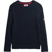 Superdry pour femme. W6110610A Pull Slouchy Cable navy (XS), Casuel, Coton, Marine