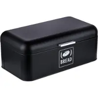 Relaxdays Retro Brotkasten mit Deckel & Griff, Stockage du pain, Noir, Argent