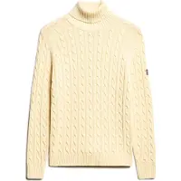 Superdry pour femme. W6110614A Pull beige à enroulement de câbles (M), Casuel, Coton