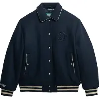 Superdry Femme Bomber Country Club en Mélange de Laine Blue Taille: 40