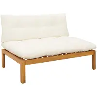vidaXL Canapé de jardin de taille moyenne, en bois d'acacia naturel et blanc crème