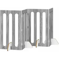vidaXL Barrière pliante pour animaux de compagnie, lot de 4, couleur Sonoma gris, dimensions 201 x 38 x 90 cm