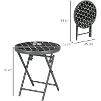 Outsunny Table d'appoint pliable , table pliante Outdoor, table de jardin avec plateau de table en verre trempé, table de camping pour jardin, terrasse, noir, 45 x 45 x 50 cm