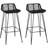 Syfax Tabouret de bar 2 pcs Noir 44 x 46 x 91 cm Rattan et Acier