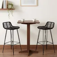 Prolenta Maison Exclusive - Ensemble de 2 tabourets de bar, noir, 44 x 46 x 91 cm, en rotin et en acier