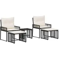 Syfax Ensemble de meubles d'extérieur 11 pcs Noir et blanc crème