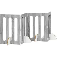 vidaXL Barrière pliante pour animaux de compagnie, lot de 4, couleur Sonoma gris, dimensions : 201 x 38 x 70 cm