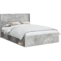 Syfax Cadre de lit avec rangement et tête de lit Gris béton