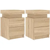 vidaXL Tables de chevet et lumières LED 2 pcs chêne sonoma 35x39x55 cm