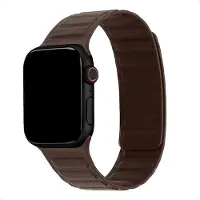 Accezz Bracelet en cuir véritable magnétique pour Apple Watch | 38/40/41/42 mm - Chocolate Brown