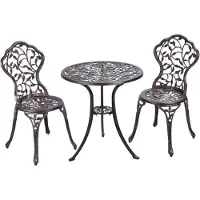 Costway 3pcs. antique Bistroset groupe de sièges balcon ensemble de jardin ensemble de jardin table de bistrot avec 2 chaises meubles de jardin en aluminium