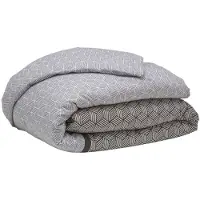 Origin Housse De Couette Imprimée En Bambou Blanc Et Noir 140x200