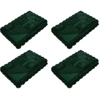 vidaXL Couverture en Fourrure de Lapin Synthétique 4 pcs Vert foncé
