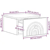 vidaXL Cabinet de chevet mural Gris béton 33 x 34,5 x 20 cm