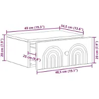 vidaXL Cabinet de chevet mural Blanc brillant 49 x 34,5 x 20 cm