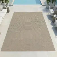 Teppichhome24 Tapis d'extérieur à motifs graphiques, résistant aux intempéries, pour terrasse ou balcon, beige, dimensions : 120 x 170 cm