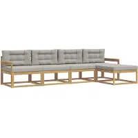 vidaXL Ensemble de salon de jardin, 4 pièces, blanc et gris clair, en polyester