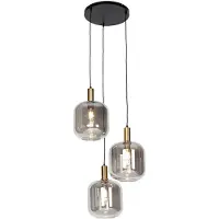 QAZQA Suspension design noire avec verre doré et fumé 3 lumières - Zuzanna