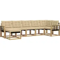 vidaXL Ensemble de canapés d'extérieur avec coussins, 7 pièces, blanc et beige
