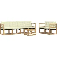 vidaXL Ensemble de salon de jardin 7 pièces, blanc et crème