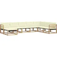 vidaXL Ensemble de salon de jardin 8 pièces, blanc et crème, en bois d'acacia massif