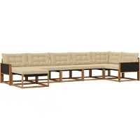 vidaXL Ensemble de canapés d'extérieur avec coussins 7 pièces Nature et Beige
