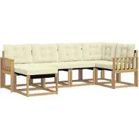 vidaXL Ensemble de canapés d'extérieur avec coussins, 6 pièces, blanc et crème