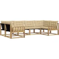 vidaXL Ensemble de canapés d'extérieur avec coussins, 6 pièces, blanc et beige