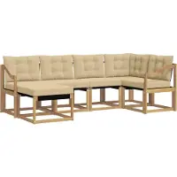 vidaXL Ensemble de salon de jardin 6 pièces, blanc et beige